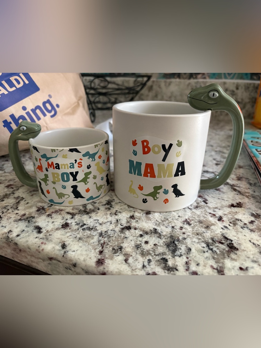 Boy mama and mamas boy dino coffee cup set